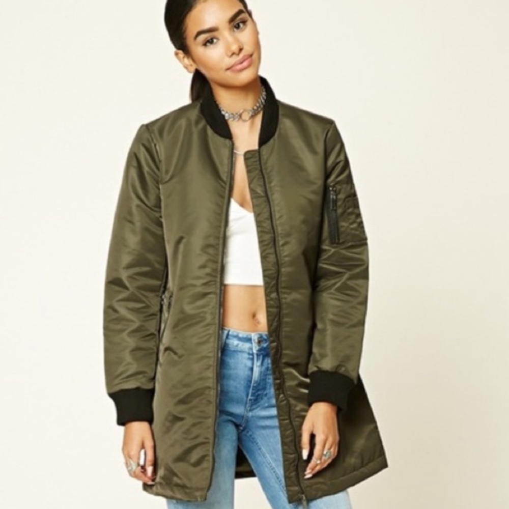 TWO long utility bomber jackets 🖤🧡💚